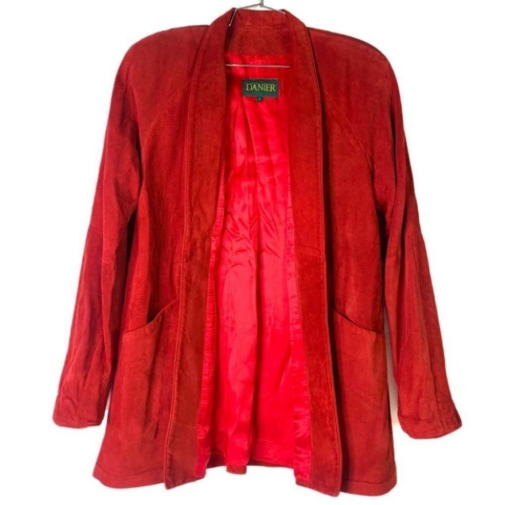 Danier red leather suede vintage oversized  blazer women size small